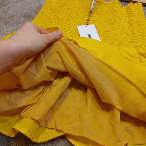 Thakoon Smocked Eyelet Mini Skirt Yellow Size 2 Cute Summer Preppy Happy NWT - Picture 7 of 9